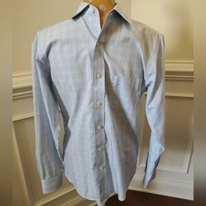 Brooks Brothers Milano long sleeve shirt. Blue plaid. 15-33